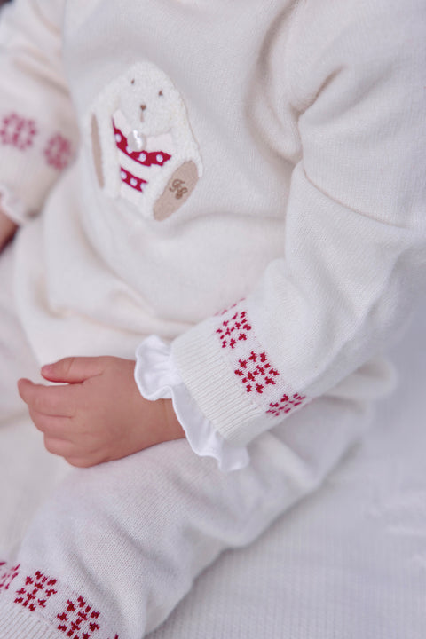 Combinaison longue - Ecru illustration lapin - Image principale