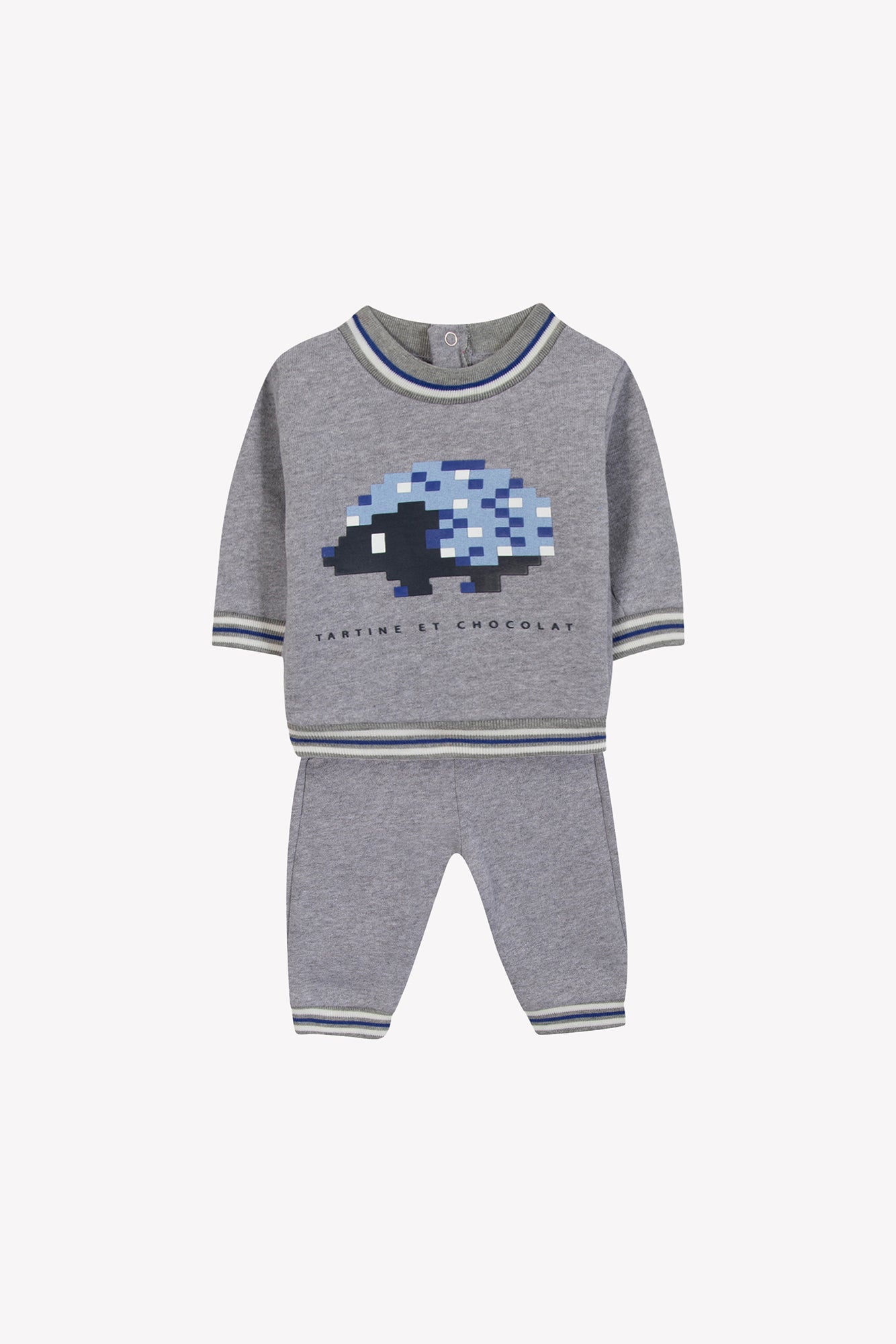 Ensemble jogging - Gris hérisson pixel