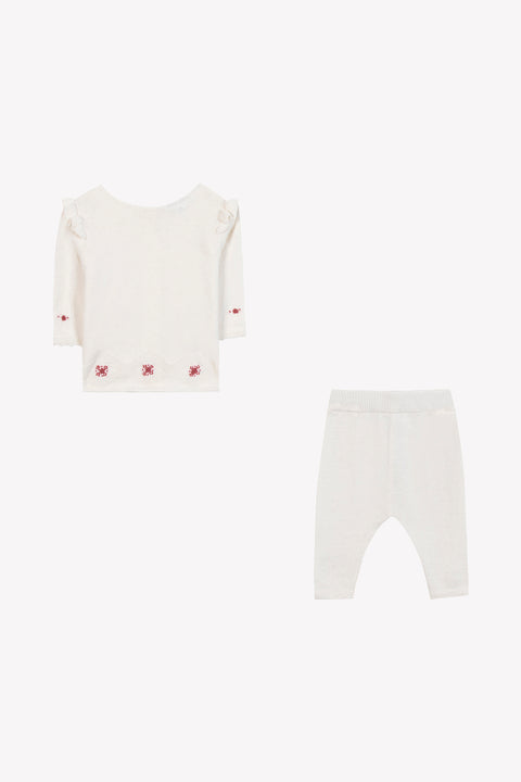 Ensemble long - Ecru broderies - Image principale