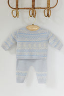 Ensemble long - Bleu chiné jacquard