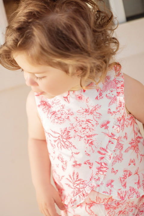 Ensemble court - Praline inspiration Toile de Jouy - Image principale