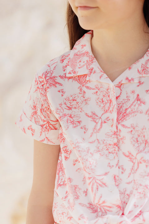 Ensemble court - Praline inspiration Toile de Jouy - Image principale