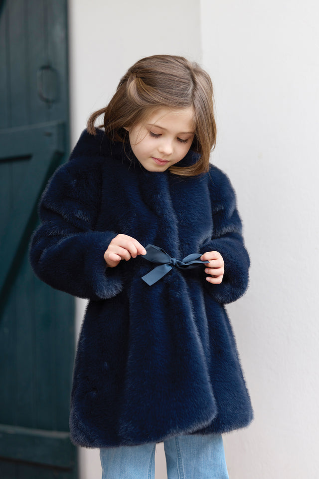 Coat - Navy Faux fur imitation - Image principale