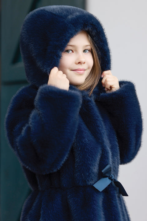 Coat - Navy Faux fur imitation - Image principale