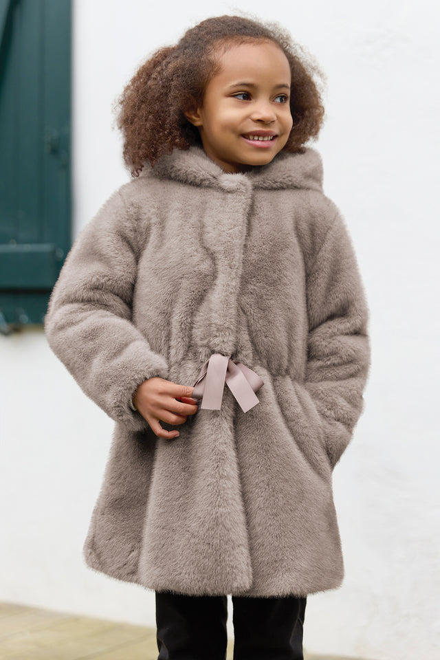 Manteau - Taupe imitation fourrure - Image principale