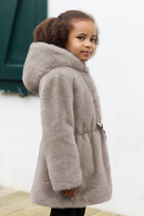 Manteau - Taupe imitation fourrure - Image principale