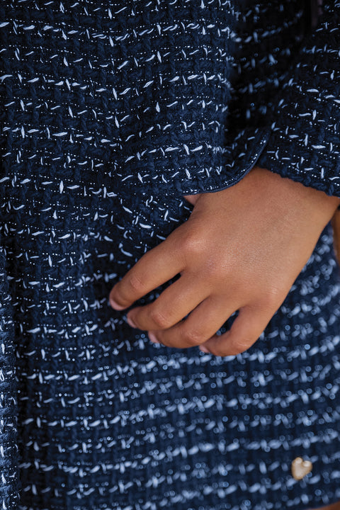 Manteau - Marine en tweed - Image principale