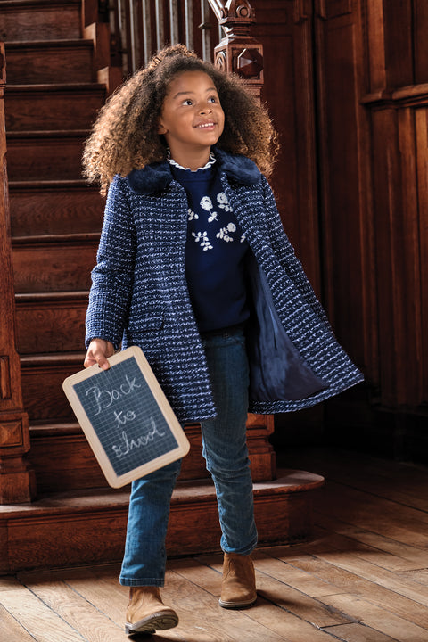 Abrigo - Azul marino de tweed - Image principale