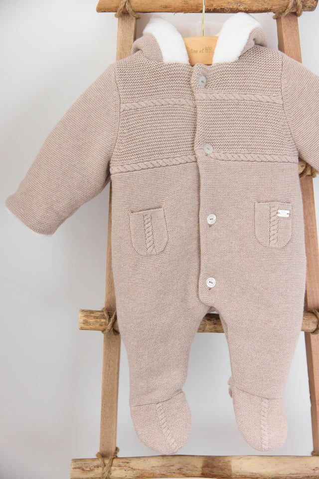 Combinaison Pilote - Greige chiné en maille - Image principale