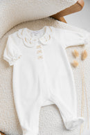 Pyjama - Ecru velours nœuds