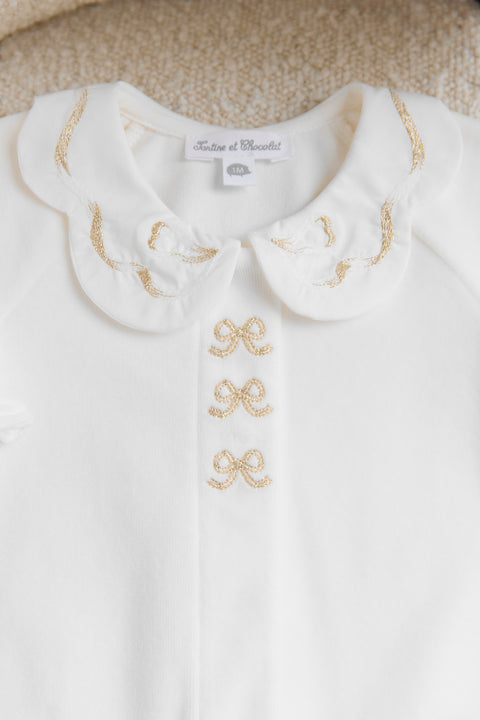 Pyjama - Ecru velours nœuds - Image principale