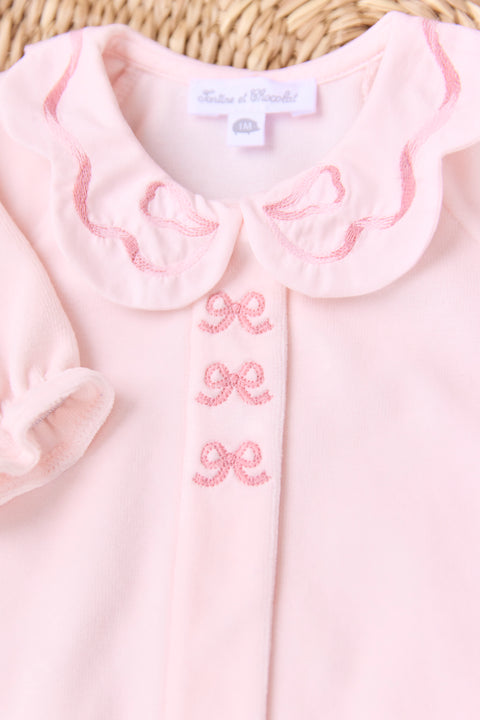 Pyjama - Rose pâle velours nœuds - Image principale