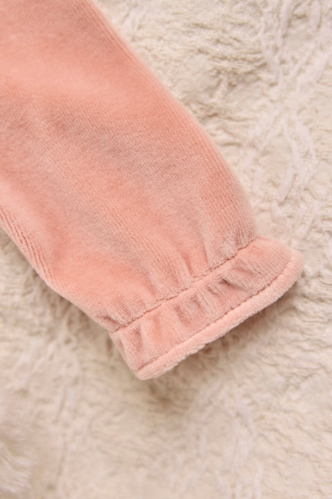 Pyjama - Pêche velours col dentelle - Image principale