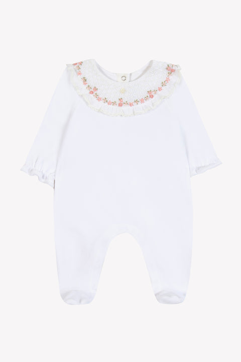 Pijama - Blanco cuello bordados flores - Image principale