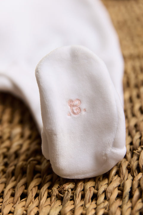 Pyjama - Blanc col broderies fleurs - Image principale