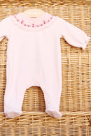 Pyjama - Rose pâle col broderies fleurs