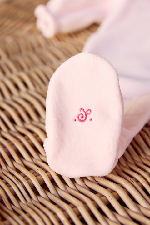 Pyjama - Rose pâle col broderies fleurs - Image principale