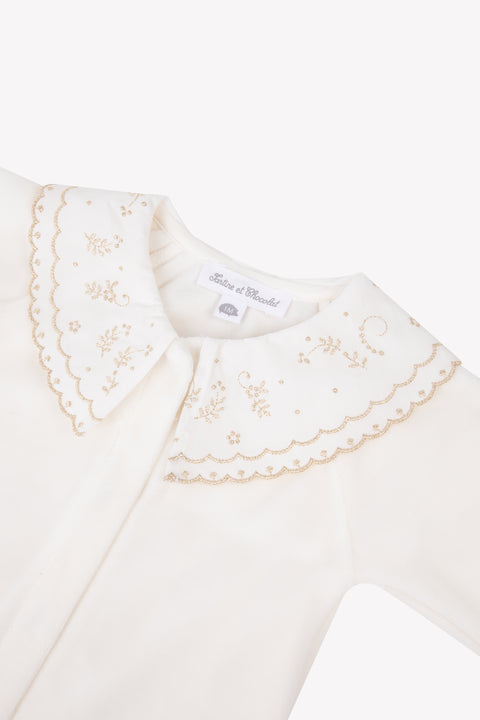 Pyjama - Ecru velours broderies - Image principale