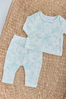 Pyjama deux pièces - Vert d'eau inspiration Toile de Jouy