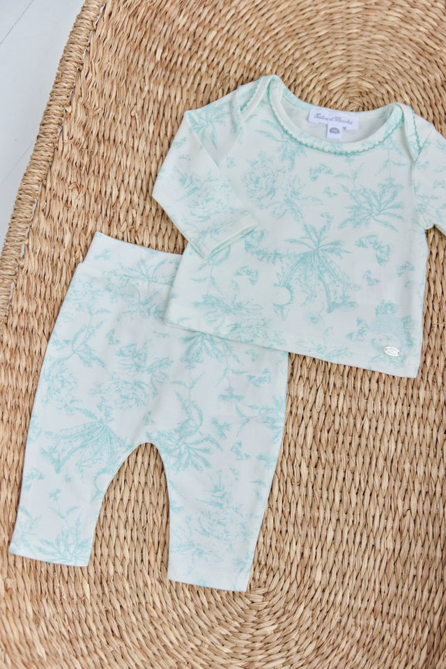 Pyjama deux pièces - Vert d'eau inspiration Toile de Jouy - Image principale