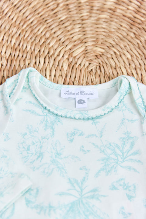 Pyjama deux pièces - Vert d'eau inspiration Toile de Jouy - Image principale