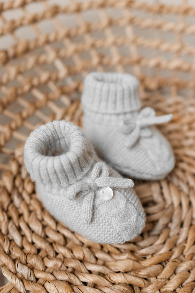 Chaussons - Gris chiné nœud - Image principale