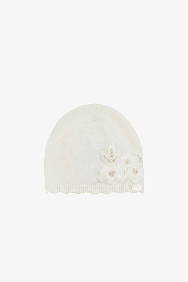 Bonnet - Ecru broderie fleurs - Image principale