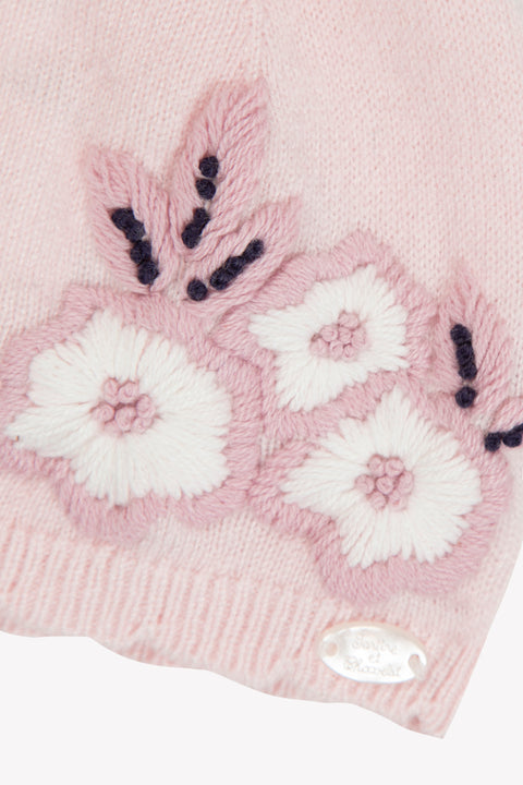 Bonnet - Rose pâle broderie fleurs - Image principale