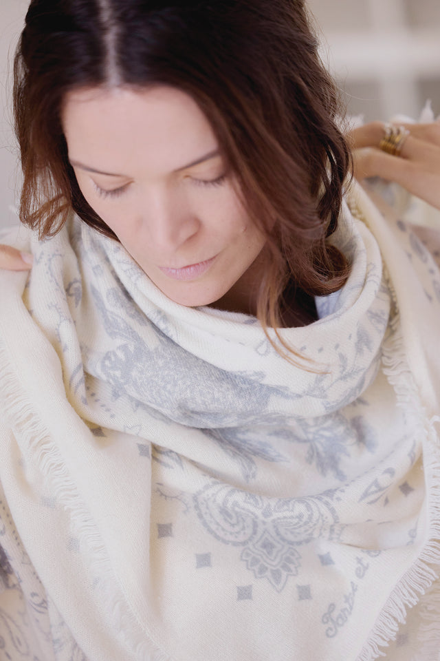 Large Scarf - Light grey Kujten x Tartine et Chocolat - Image principale