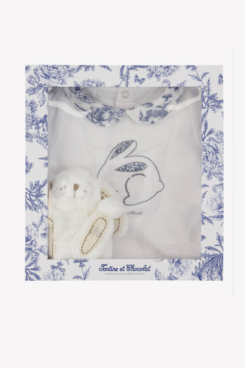 Coffret pyjama et doudou - Bleu inspiration Toile de Jouy - Image principale