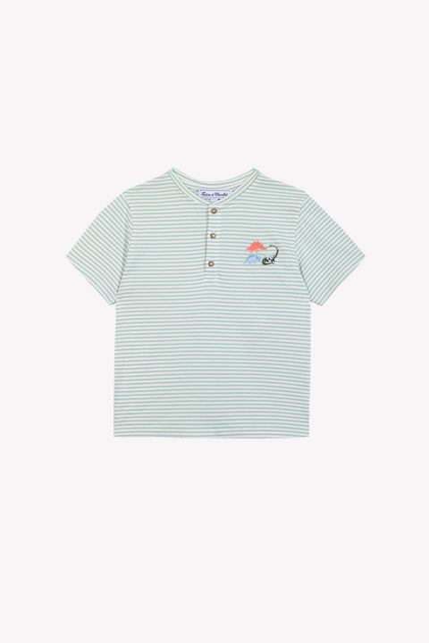 T-shirt - Sauge coton rayures dinosaures - Image principale
