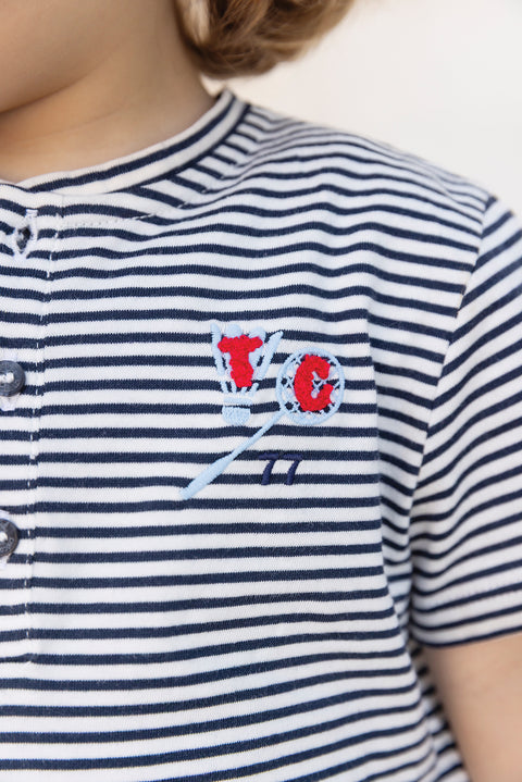 T-shirt - Navy cotton Stripes - Image principale