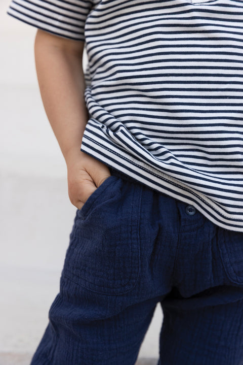 T-shirt - Navy cotton Stripes - Image principale