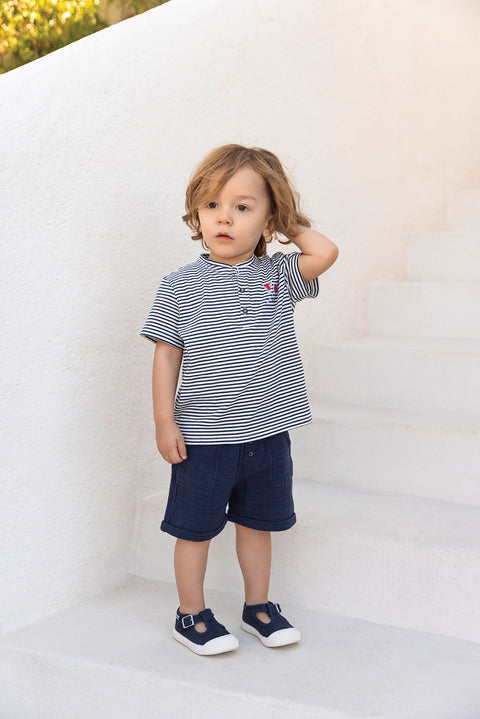 Short - Marine ourlet coton - Image principale