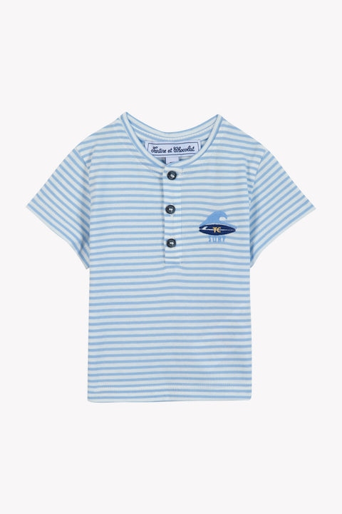 Maglietta- Blu cotone Righe - Image principale