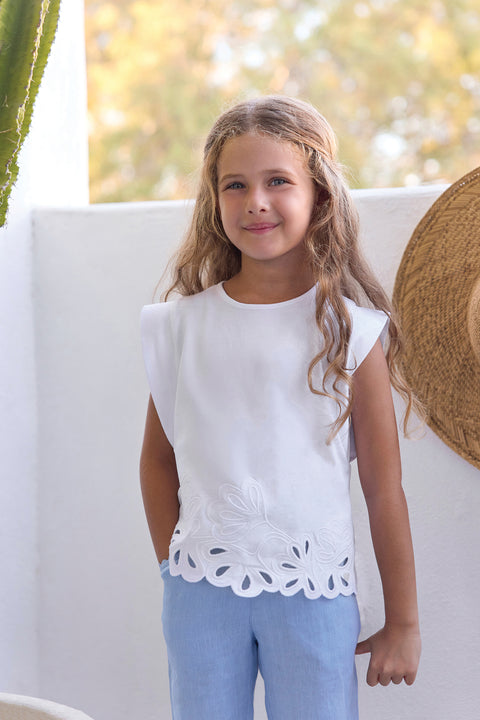 T-shirt - White openwork pattern - Image principale