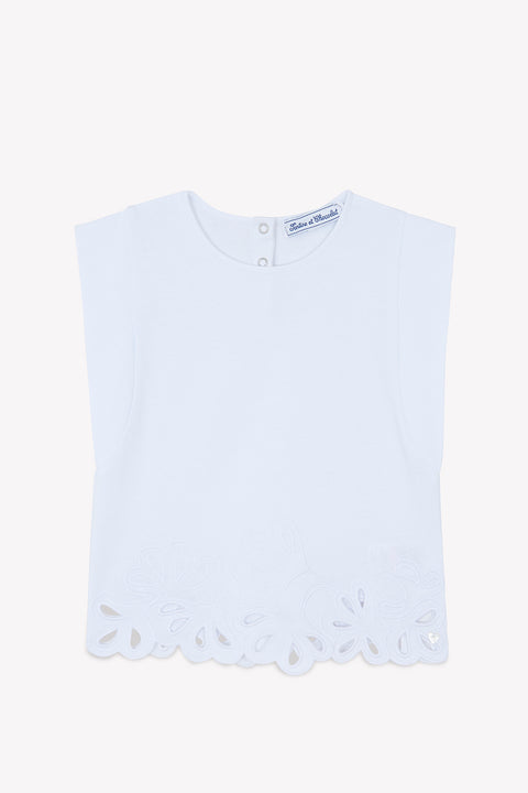 T-shirt - Blanc coton brodé - Image principale