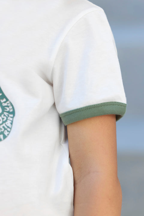 T-shirt - Ecru illustration dinosaure - Image principale