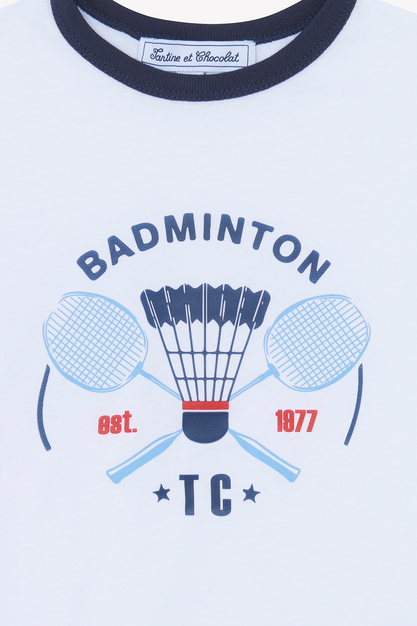 T-Shirt - Marineblau Baumwolle Illustration Badminton