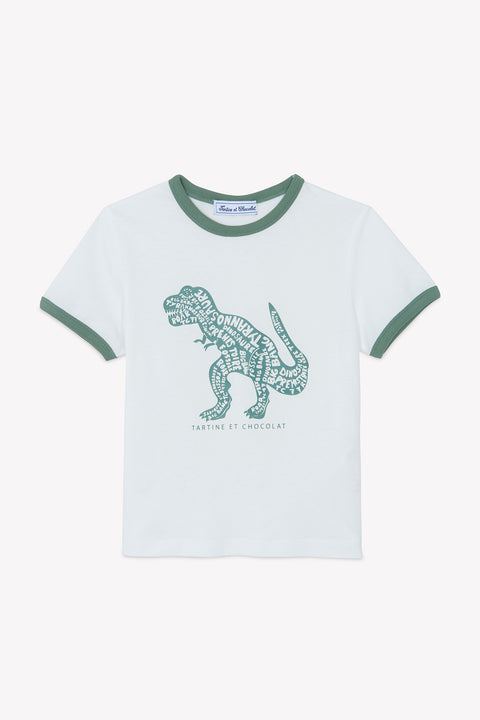 T-shirt - Ecru coton illustration dinosaure - Image principale