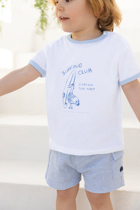 Short - Bleu nuage coton hérisson - Image principale