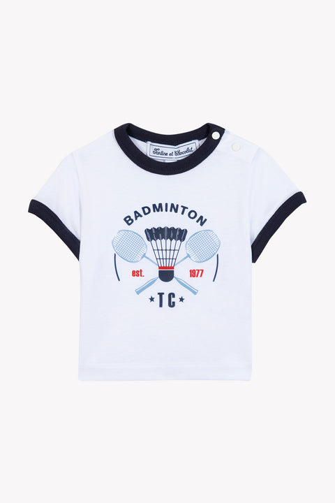 T-shirt - Blanc coton illustration sport club - Image principale