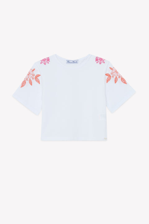 T-shirt - Orange coton brodé - Image principale