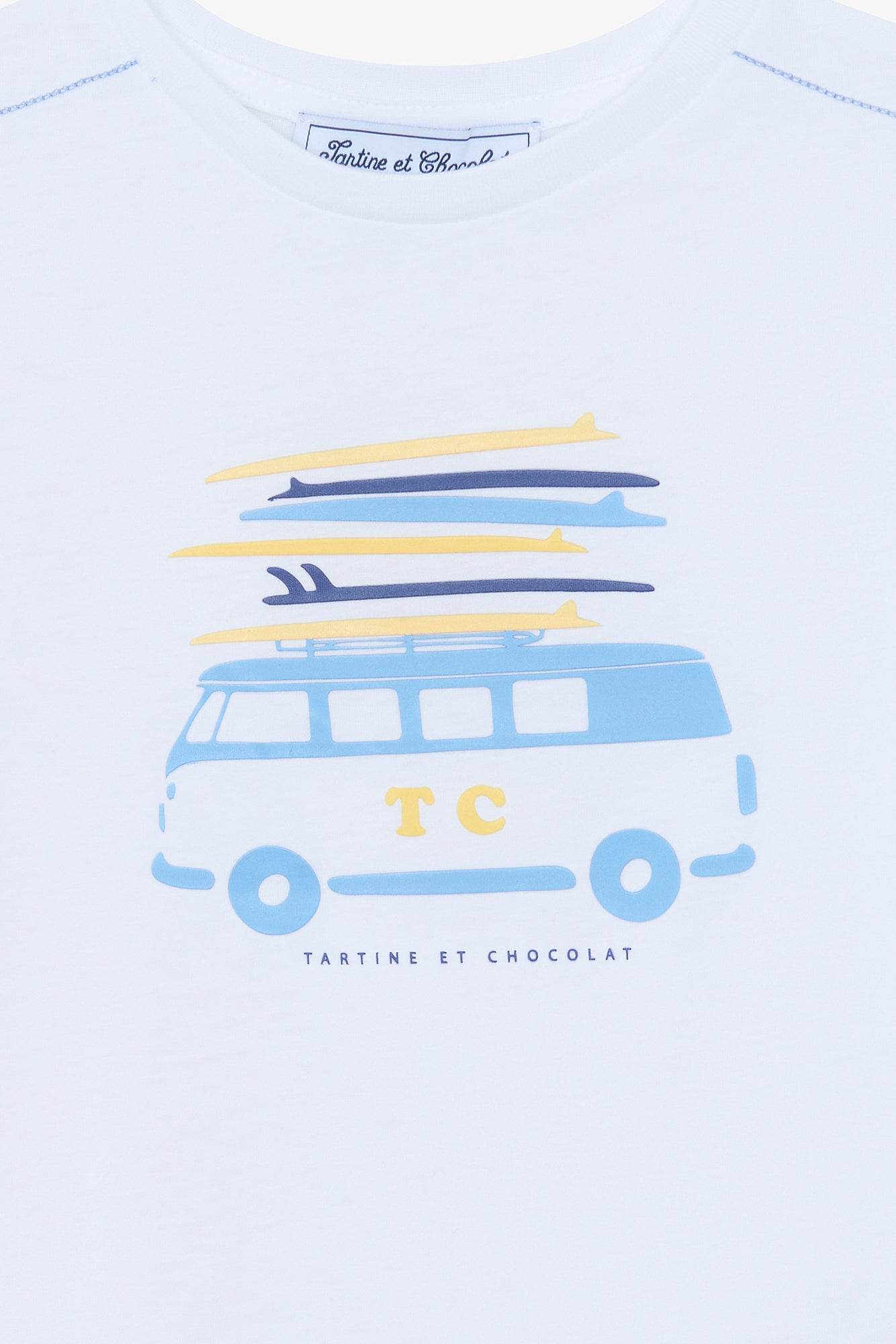 T-Shirt - Blau Wolkenbaumwolle Illustration Reisender