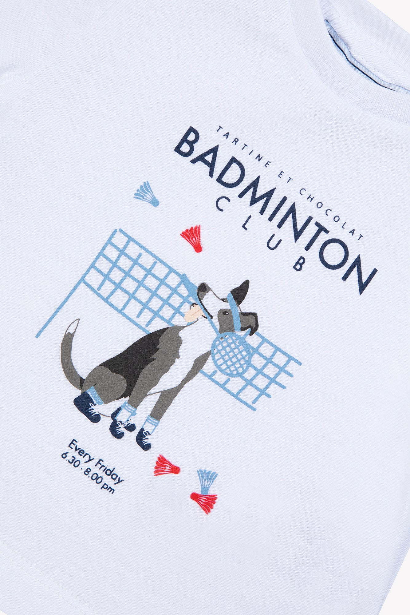 T-shirt - Blanc coton illustration badminton
