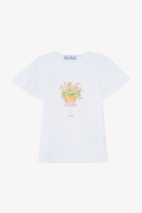 T-shirt - Blanc illustration jardin fantastique - Image principale