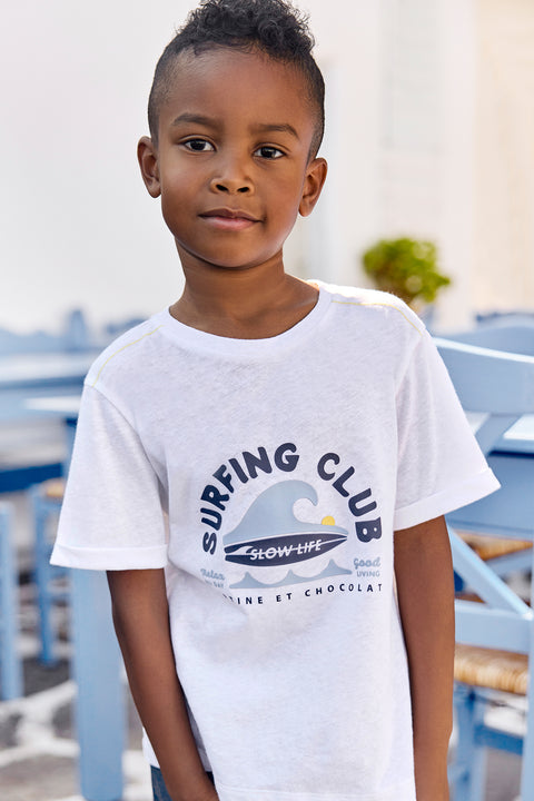 T-Shirt - Weiss Baumwoll-Surfclub - Image principale