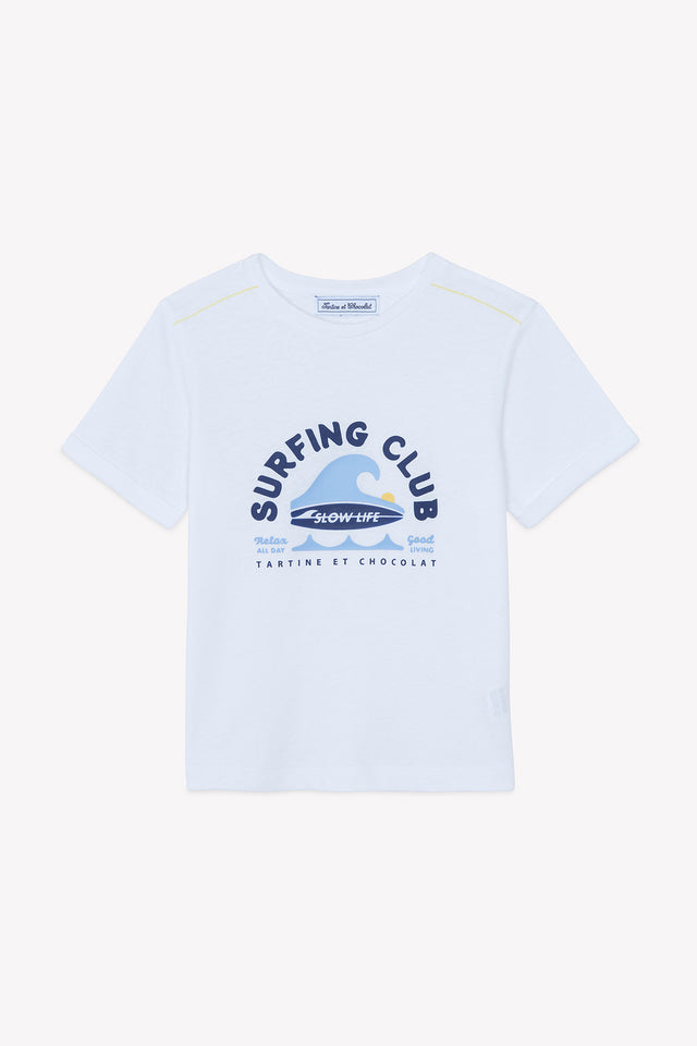 T-shirt - White cotton surfing club - Image principale