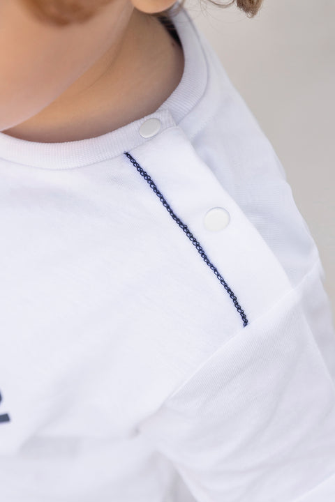 T-shirt - Blanc coton illustration badminton - Image principale