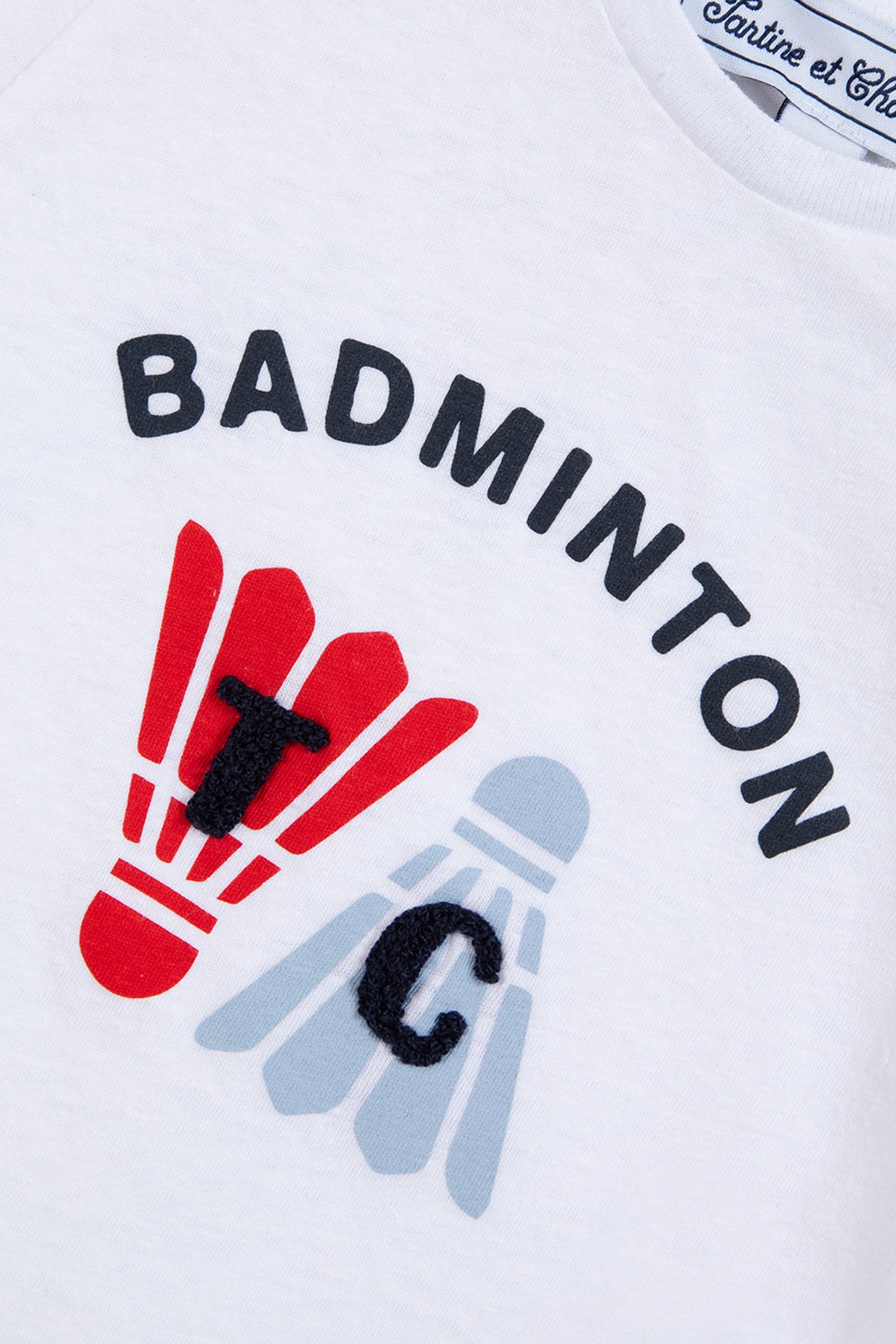 T-shirt - White cotton Illustration badminton